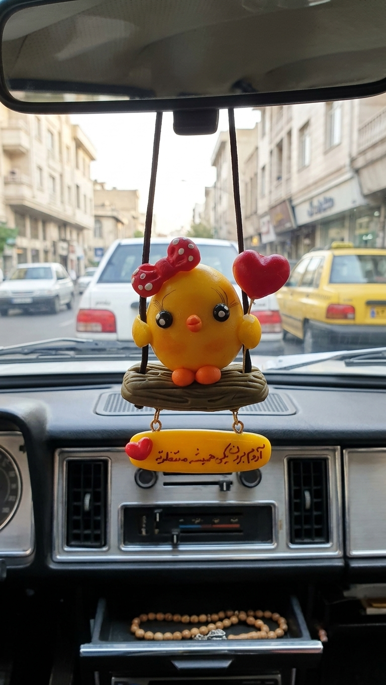 آویز آینه ماشین طرح جوجه عاشق  کد 1004