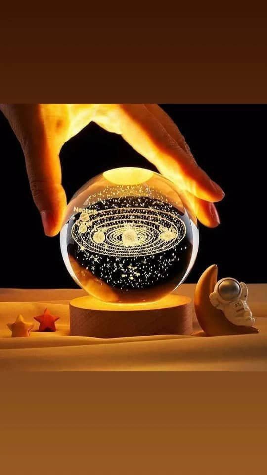 گوی کریستالی چراغ‌دار با طرح منظومه شمسی کد 515